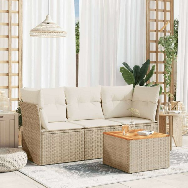 VidaXL Polyrattan Kerti Ülőgarnitúra - 4 részes, Bézs