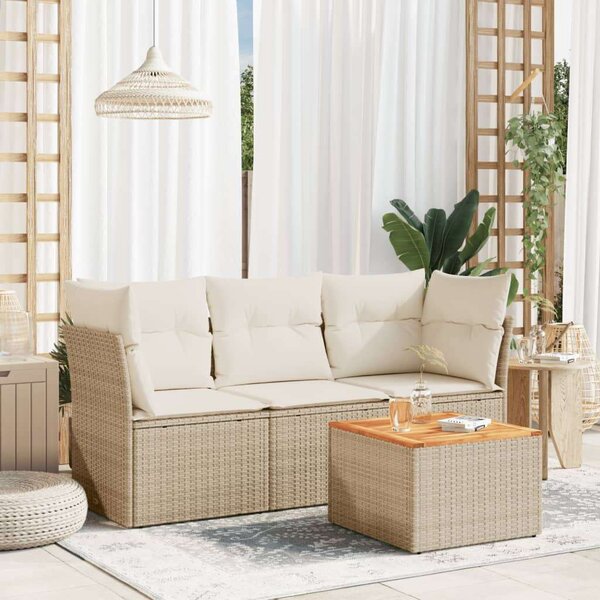 VidaXL Polyrattan Kerti Ülőgarnitúra - 4 részes, Bézs