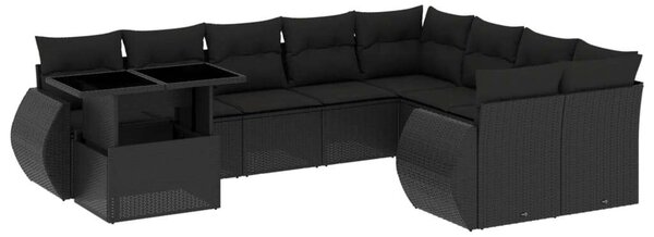 VidaXL Polyrattan Kerti Ülőgarnitúra - 10 részes - Fekete