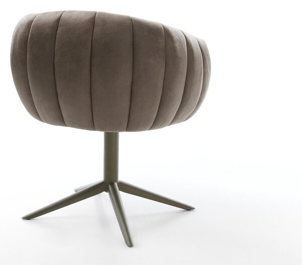 DELIFE Étkezőszék Jada-Flex mikroszálas taupe vintage kereszt láb titánszínű hatvan fokban forgatható billenő zsákrugós