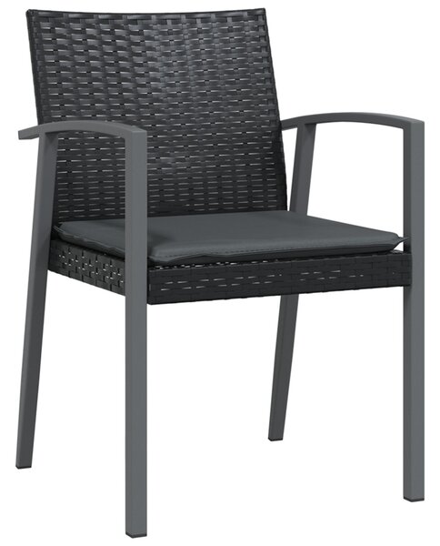 Kert étkező szett 3 pcs Fekete és Szürke PE Rattan