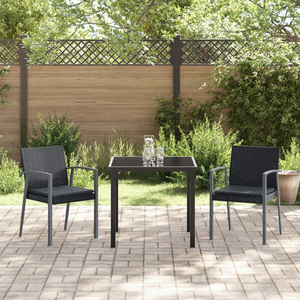 Kert étkező szett 3 pcs Fekete és Szürke PE Rattan
