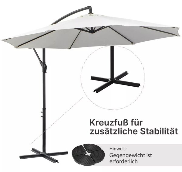 Napernyő tekerőkarral, időjárásálló, 3 m x 3 m x 2,5 m, acél, poliészter