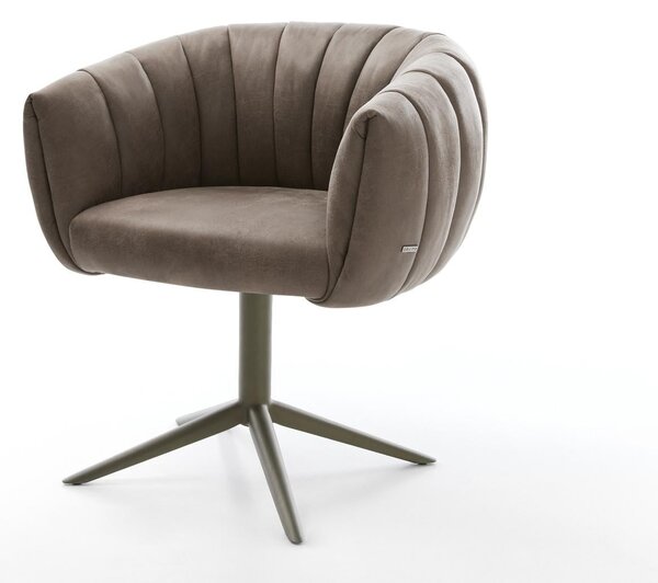 DELIFE Étkezőszék Jada-Flex mikroszálas taupe vintage kereszt láb titánszínű hatvan fokban forgatható billenő zsákrugós