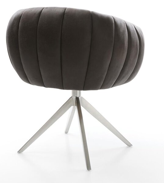 DELIFE Étkezőszék Jada-Flex mikroszálas antracit vintage kereszt láb széles rozsdamentes acél 360° forgatható billenő zsákrugós