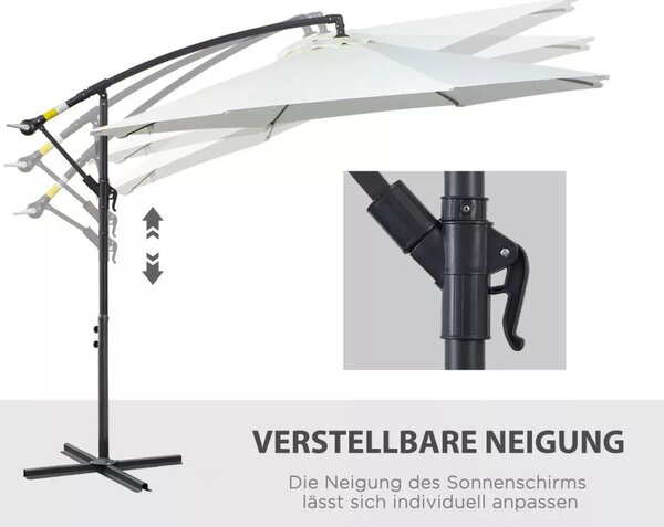 Napernyő tekerőkarral, időjárásálló, 3 m x 3 m x 2,5 m, acél, poliészter