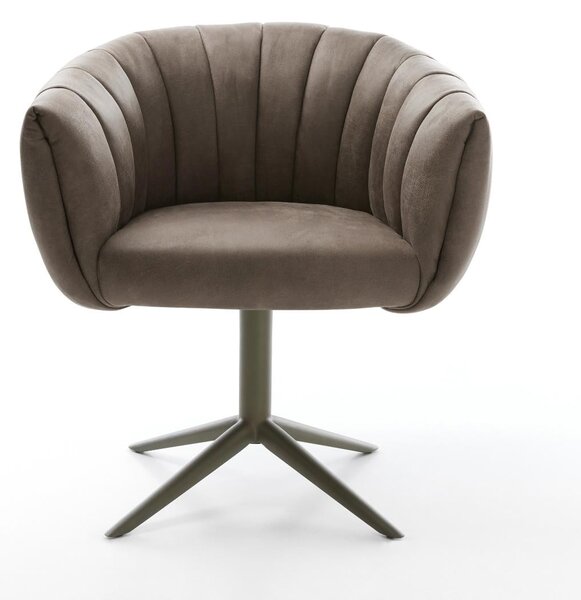 DELIFE Étkezőszék Jada-Flex mikroszálas taupe vintage kereszt láb titánszínű hatvan fokban forgatható billenő zsákrugós
