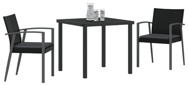 Kert étkező szett 3 pcs Fekete és Szürke PE Rattan