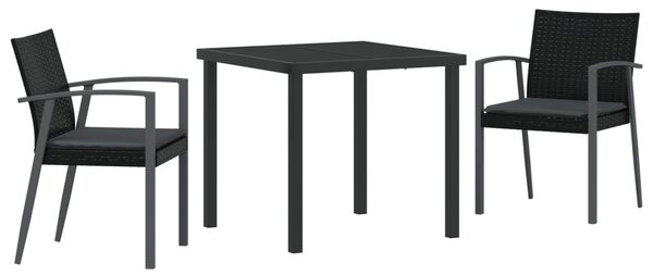 Kert étkező szett 3 pcs Fekete és Szürke PE Rattan
