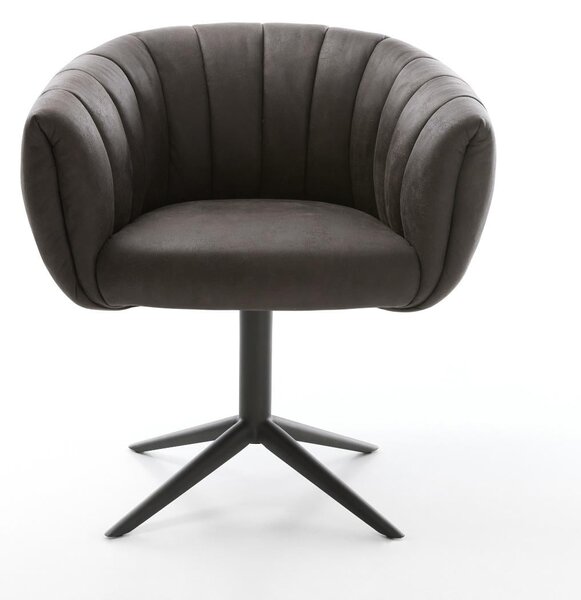 DELIFE Étkezőszék Jada-Flex mikroszálas antracit vintage fekete kereszt láb 360° forgatható billenő zsákrugós matrac