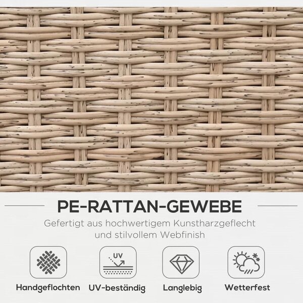 Outsunny kültéri bútor szett 4 darabos luxus polyrattan, polcokkal, lerakóasztallal és ülőpárnákkal, barna
