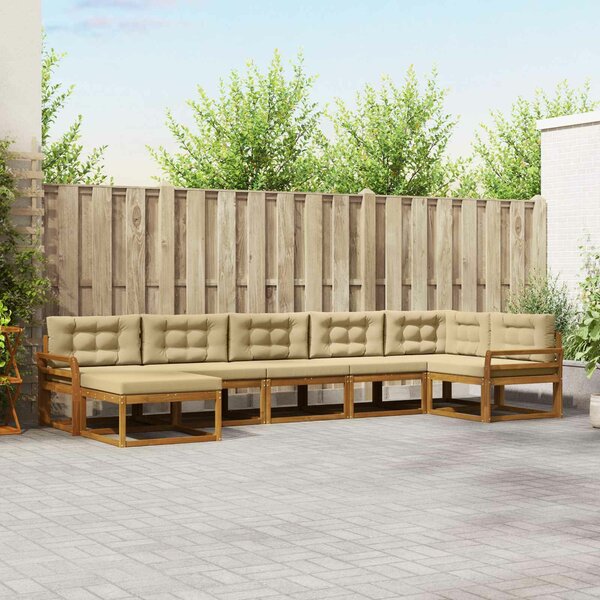 Kültéri kanapé szett párnával 7 pcs Természetes és bézs