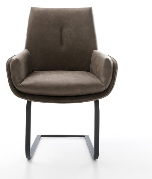 DELIFE Étkezőszék Clea-Flex mikroszálas taupe vintage konzolos lapos fekete