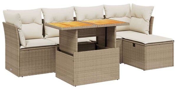 VidaXL Polyrattan Kerti Ülőgarnitúra - 6 részes - Bézs