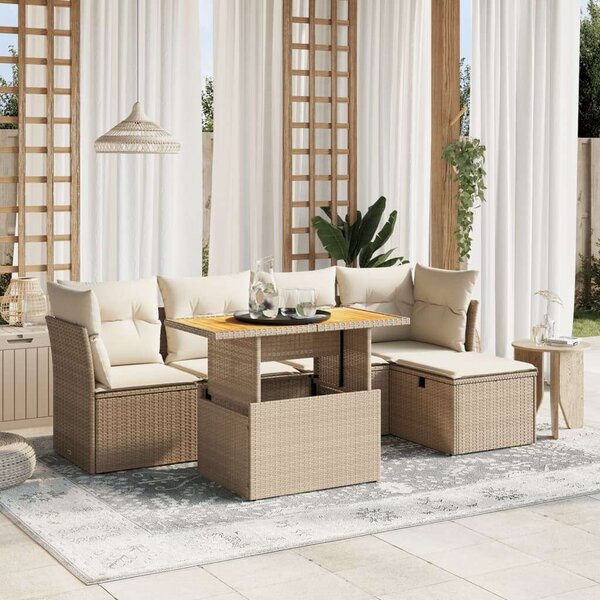 VidaXL Polyrattan Kerti Ülőgarnitúra - 6 részes - Bézs