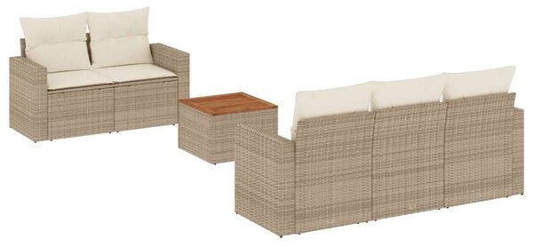 VidaXL 6 részes bézs polyrattan kerti ülőgarnitúra párnával