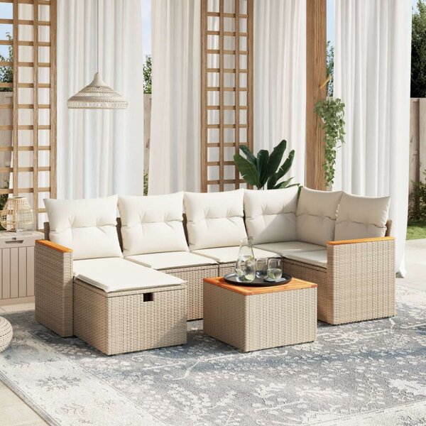 VidaXL Polyrattan Kerti Ülőgarnitúra - 7 részes - Bézs