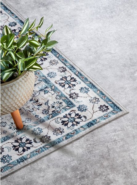 Világoskék szőnyeg 80x150 cm Saveh Cream Blue – Elle Decoration