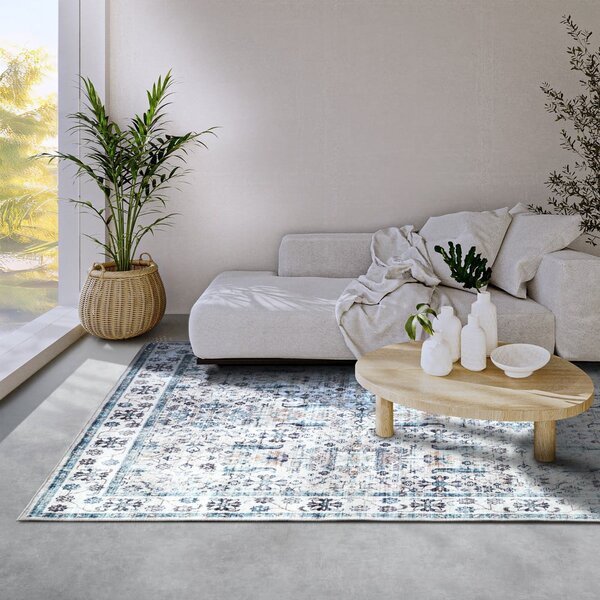 Világoskék szőnyeg 80x150 cm Saveh Cream Blue – Elle Decoration