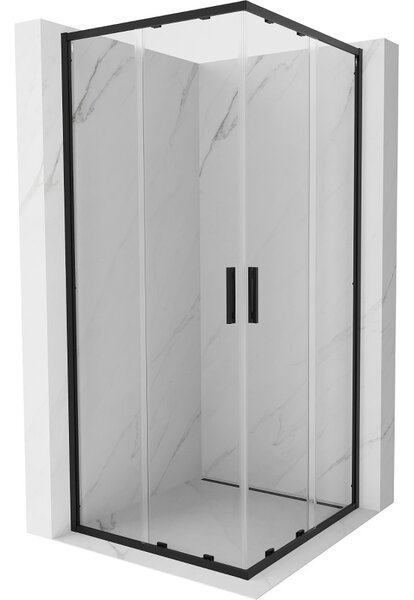 Mexen Exo-S Duo 80 x 80 cm-es négyzet alakú tolóajtós zuhanykabin, átlátszó, fekete - 8111-080-080-70-00