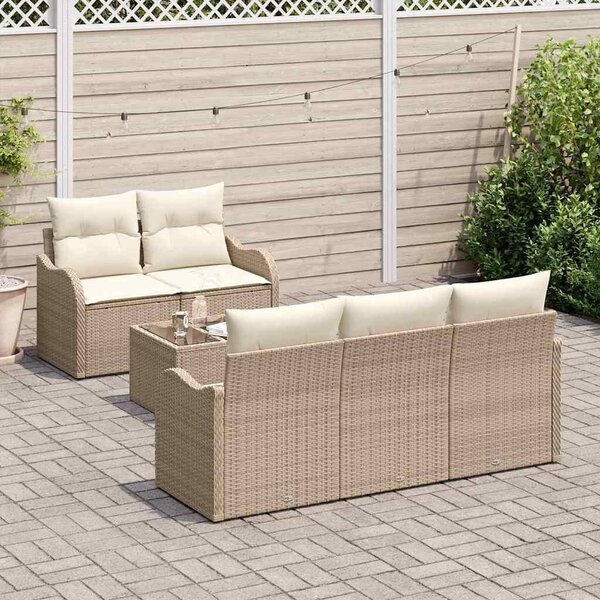 VidaXL Kerti Kanapé Szett párnával tárolóval 6 pcs Beige és krém