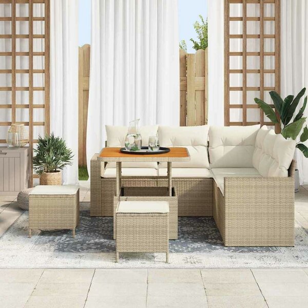 VidaXL Kerti Kanapé Szett 8 pcs Bézs polirattan