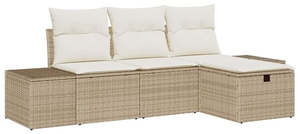 VidaXL Kerti Kanapé Szett párnával 4 pcs Bézs Poli rattan