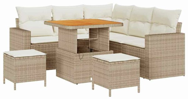 VidaXL Kerti Kanapé Szett 8 pcs Bézs polirattan