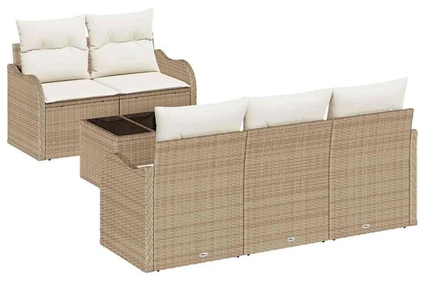 VidaXL Kerti Kanapé Szett párnával tárolóval 6 pcs Beige és krém
