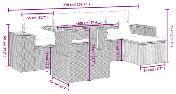 VidaXL Polyrattan Kerti Ülőgarnitúra - 6 részes - Bézs