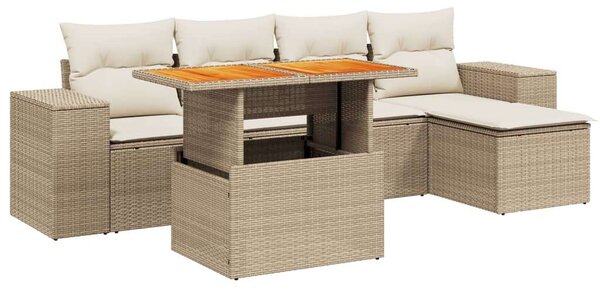 VidaXL Polyrattan Kerti Ülőgarnitúra - 6 részes - Bézs