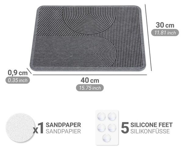 Szürke kovaföld edénycsepegtető alátét 40x30 cm Damon – Wenko