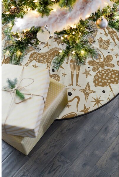 Golden Nut Cracker pamut szőnyeg a karácsonyfa alá, ø 130 cm - Butter Kings