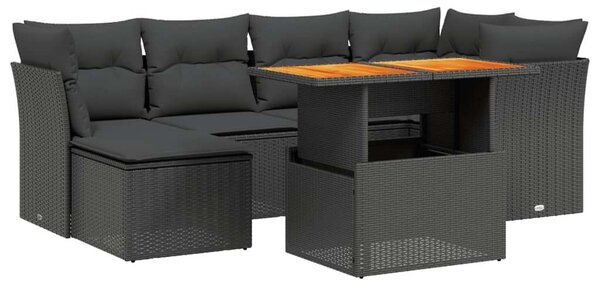 VidaXL Polyrattan Kerti Ülőgarnitúra - 7 részes - Fekete