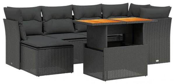 VidaXL Polyrattan Kerti Ülőgarnitúra - 7 részes - Fekete