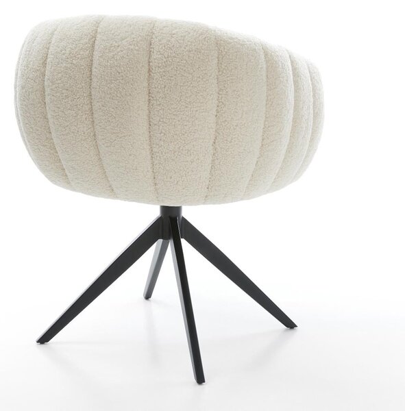 DELIFE Étkezőszék Jada-Flex teddy szövet bézs kereszt láb széles fekete 360° forgatható billenő zsákrugó