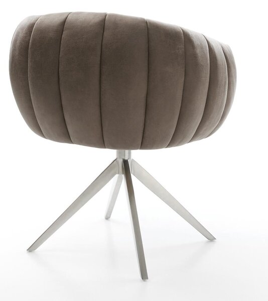 DELIFE Étkezőszék Jada-Flex mikroszálas taupe vintage kereszt láb széles rozsdamentes acél 360° forgatható billenő zsákrugó