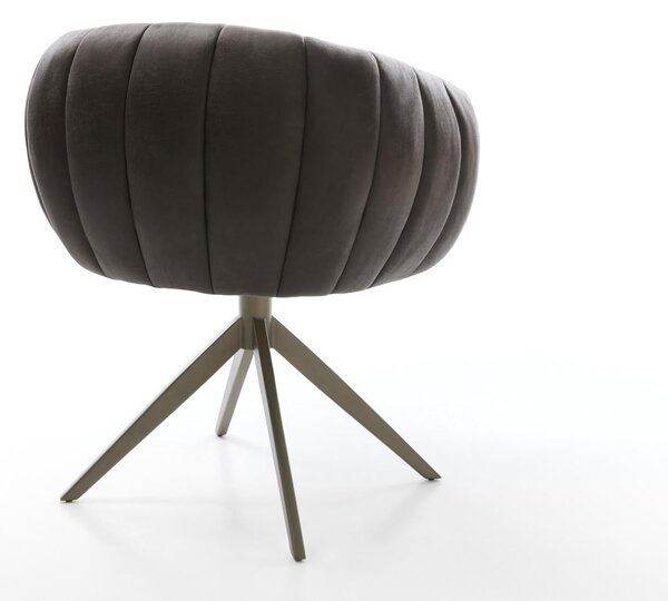 DELIFE Étkezőszék Jada-Flex mikroszálas antracit vintage kereszt láb széles titán színű 360° forgatható billenő zsákrugós matrac