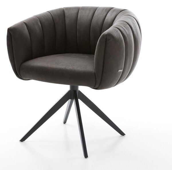DELIFE Étkezőszék Jada-Flex mikroszálas antracit vintage kereszt láb széles fekete 360° forgatható billenő zsákrugó