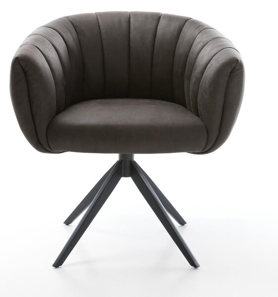 DELIFE Étkezőszék Jada-Flex mikroszálas antracit vintage kereszt láb széles fekete 360° forgatható billenő zsákrugó