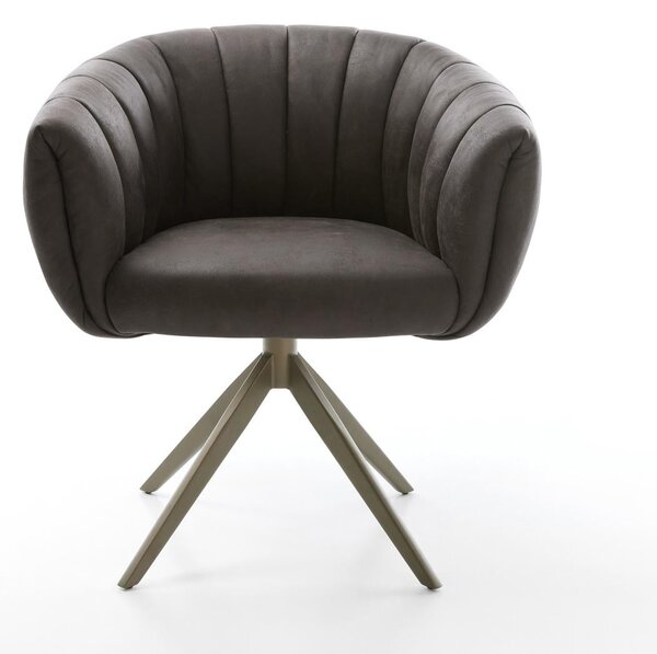 DELIFE Étkezőszék Jada-Flex mikroszálas antracit vintage kereszt láb széles titán színű 360° forgatható billenő zsákrugós matrac