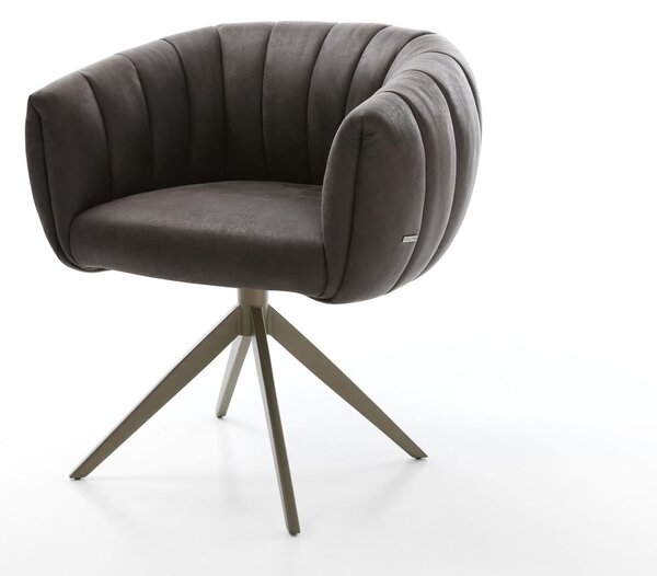 DELIFE Étkezőszék Jada-Flex mikroszálas antracit vintage kereszt láb széles titán színű 360° forgatható billenő zsákrugós matrac