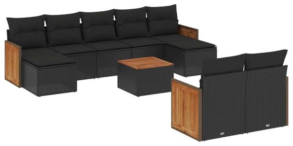 VidaXL Polyrattan Kerti Ülőgarnitúra - 10 részes - Fekete