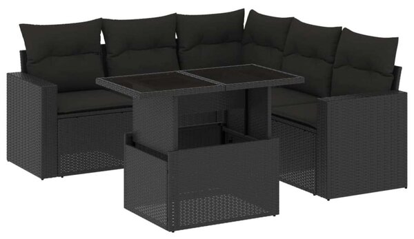 VidaXL Polyrattan Kerti Ülőgarnitúra - 6 részes - Fekete