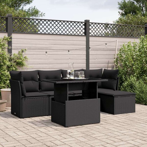 VidaXL Polyrattan Kerti Ülőgarnitúra - 6 részes - Fekete