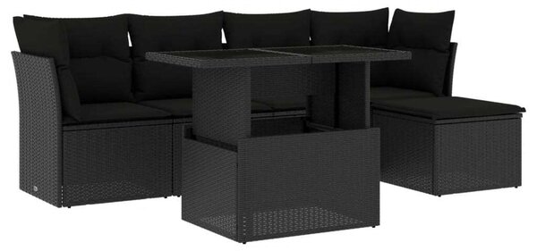 VidaXL Polyrattan Kerti Ülőgarnitúra - 6 részes - Fekete