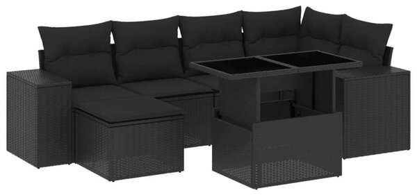 VidaXL Polyrattan Kerti Ülőgarnitúra - 7 részes - Fekete