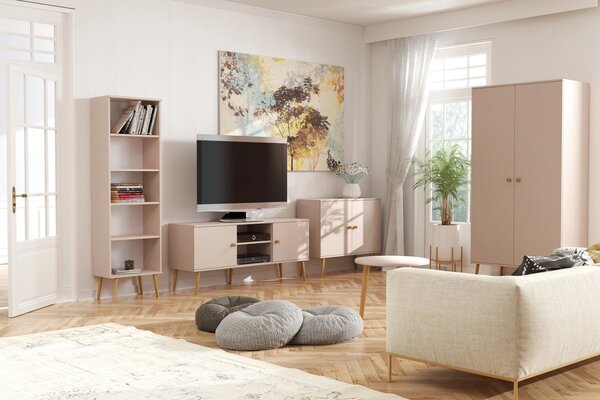 Kombinált szekrény 100 cm NILSA - bézs / barna