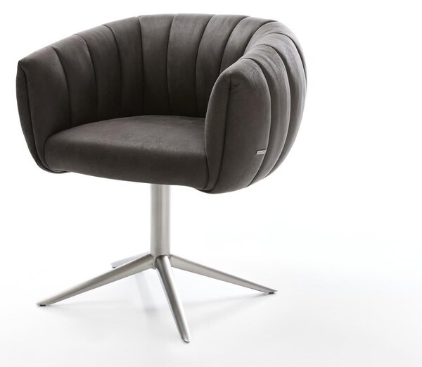 DELIFE Étkezőszék Jada-Flex mikroszálas antracit vintage rozsdamentes acél kereszt láb 360° forgatható billenő zsákrugó