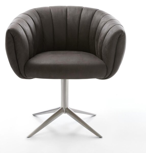 DELIFE Étkezőszék Jada-Flex mikroszálas antracit vintage rozsdamentes acél kereszt láb 360° forgatható billenő zsákrugó